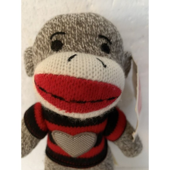 Sock Monkey Dan Dee Collector’s Choice Brown 9" Stuffed Monkey Silver Heart TAG - Picture 2 of 13